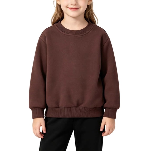 Kid's Cotton Oversized Sweatshirt Crewneck Pullover Long Sleeve Lounge Top Solid Color Pullover Sweatshirt for Boys & Girls 0-10Years