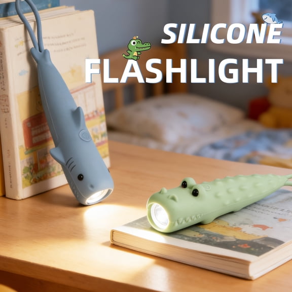 Kid’s Crocodile Shark Outdoor Flashlight Rechargeable, Fun and Lightweight Kid Flashlight Suitable for Camping and Outdoor Exploration, Dog Walking, Birthday Gift