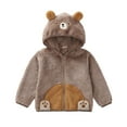 thumbnail image 1 of Kid's Cute Plush Jackets Bear Ears Hooded Front Zip Color Block Fleece Thermal Comfy Outwear Spring Fall Trendy Outfits (1 Years, Gray), 1 of 9