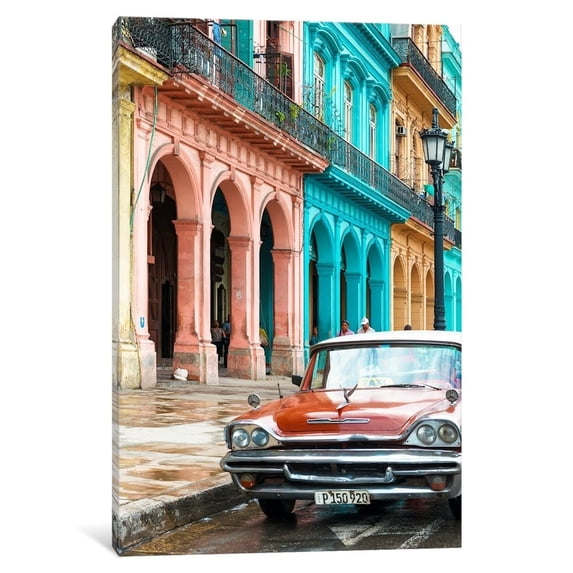iCanvas "Colorful Buildings and Red Tax" by P. Hugonnard Canvas Print