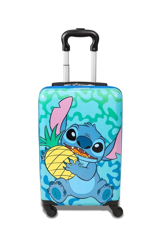 Kid's Disney Lilo and Stitch Character 18" Carry on Hardside ABS Spinner Luggage Suitcase, Blue