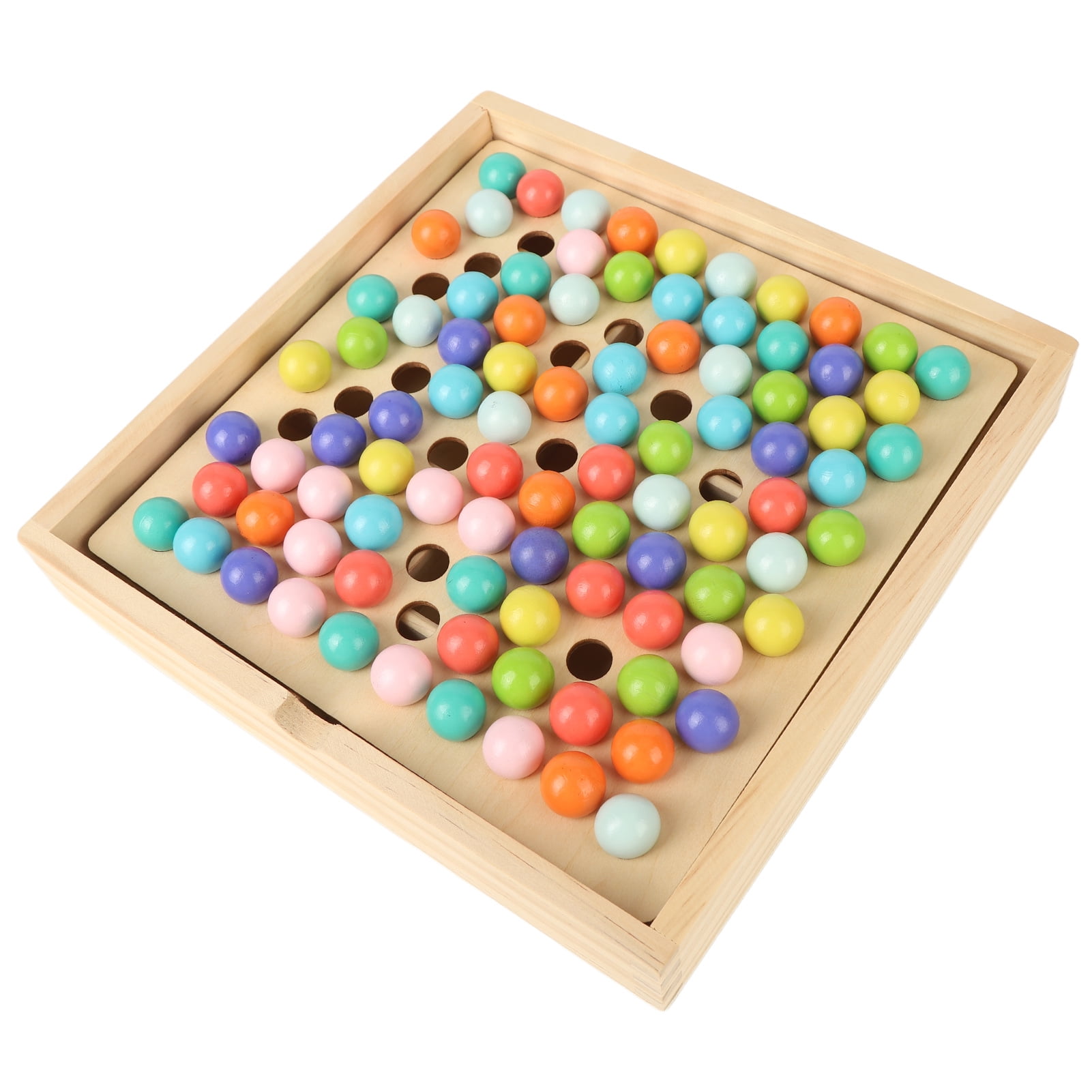 Kid's Educational Wooden Color Matching Sorting Bead Board Game ...