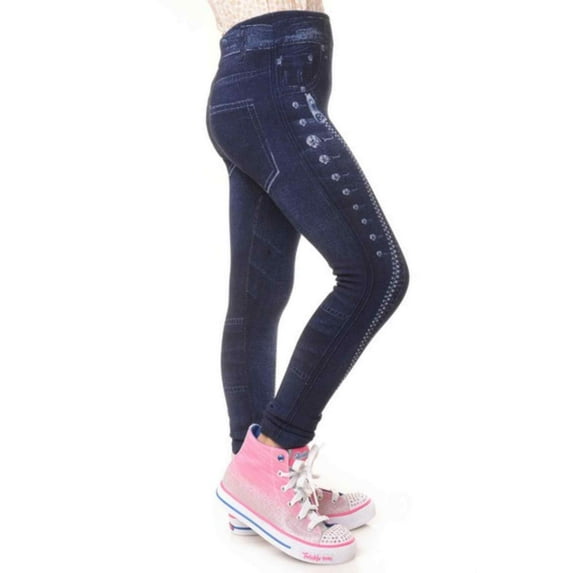 Kid's Fleece Jeggings, Vertical Zipper Accents and Exposed Seam Print, L, 1 Piece