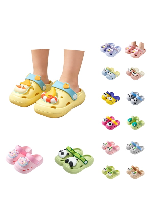 Kid's Garden Clogs Cute Cartoon Bear Sandals For Girls Breathable Indoor Outdoor Slippers With Cute Brown Bear Pattern For And Summer