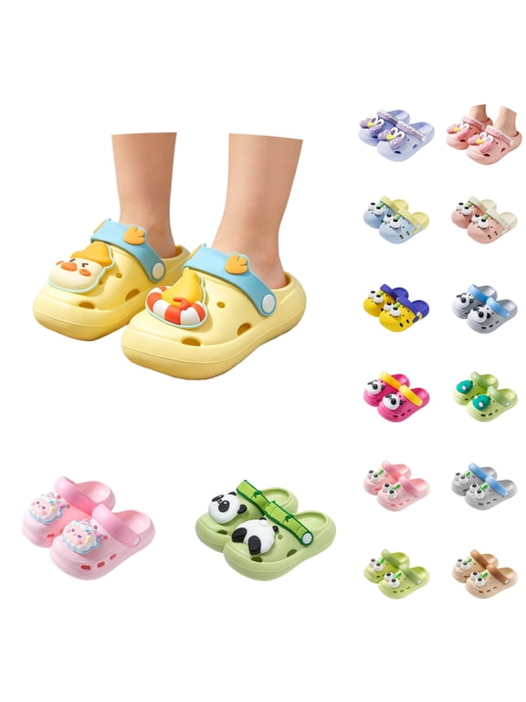 Kid's Garden Clogs Cute Cartoon Bear Sandals For Girls Breathable Indoor Outdoor Slippers With Cute Brown Bear Pattern For And Summer