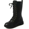thumbnail image 1 of Kid's Girls Leather Lace-Up Zipper Mid Calf Combat Riding Winter Boots (Toddler/Little Kid/Big Kid), 1 of 7