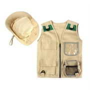 Kid's Khaki Cargo Vest And Hat Backyard Safari Costume for 3-7 Year Olds