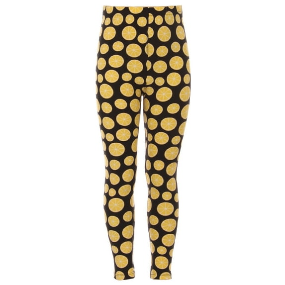 Kid's Lemon Fruit Pattern Printed Leggings - L/XL