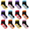 thumbnail image 1 of Kid's Mid-calf Socks, 12 Pairs of Comfortable and Stylish Patchwork Colour Socks for Boys and Girls 2-13 Years Old, 1 of 1