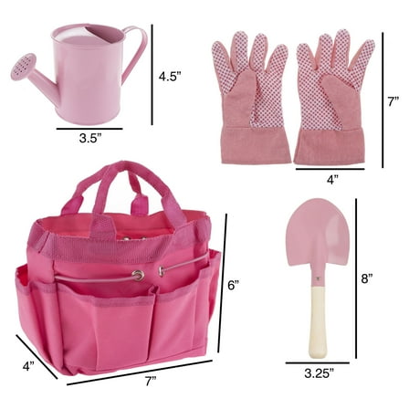 Hey Play Kids Garden Tools – Child-Sized Gardening Yard Toys, Pink