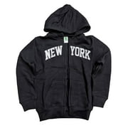 NYC FACTORY Kid's New York City Zippered Hoodie Sweatshirt Black Black, Medium
