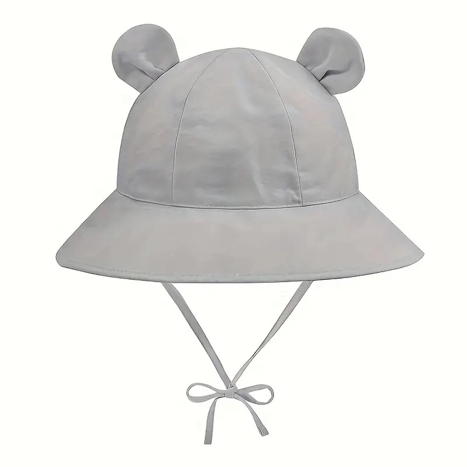 Kid's Outdoor Sun Hat Wide Brim Cartoon Bear Ears Drawstring Fisherman ...