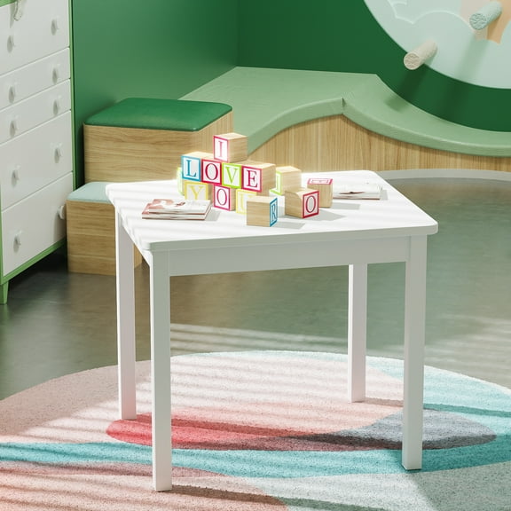 Kid's Play Table Home Wood Square Meal Table for Children Room, Snow White