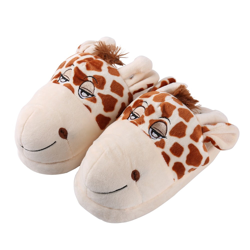 Kid's Plush Cartoon Animal Cozy House Slippers for Indoors (Giraffe ...
