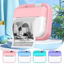 Kid's Printing Instant Camera Print Build In 2.0 Inch Screen 180 Degree Rotating HD Lens 24 Megapixel Lightweight And Portable Printing Camera Pink