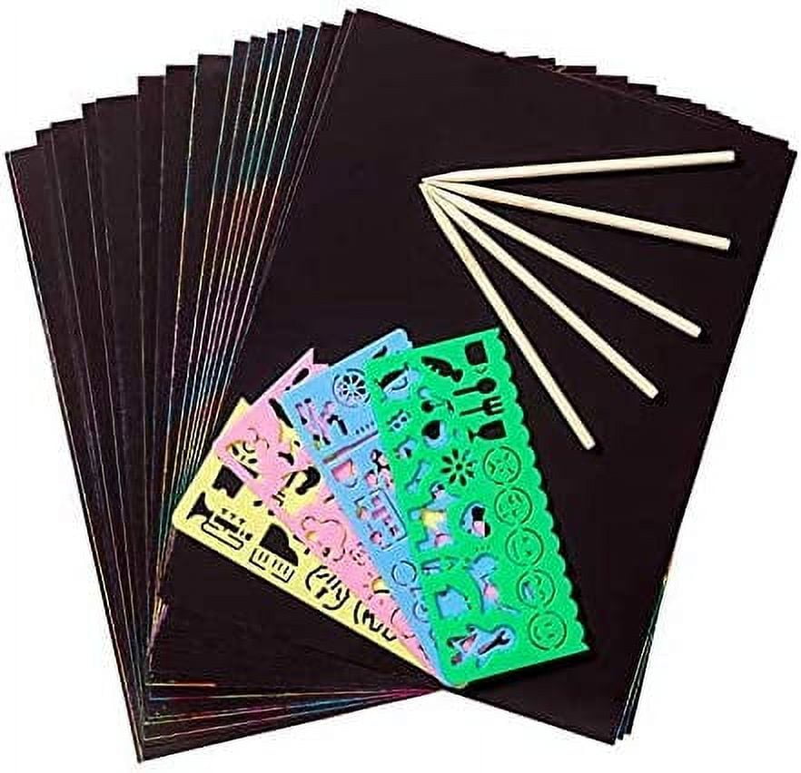 50pcs Set For Kids Rainbow Magic Scratch Off Paper Black Scratch Sheets  Notes Cards Boards Doodle Pads Childrens Crafts Projects Kit For Girls Boys  Adults Birthday Christmas Gift - Toys & Games 