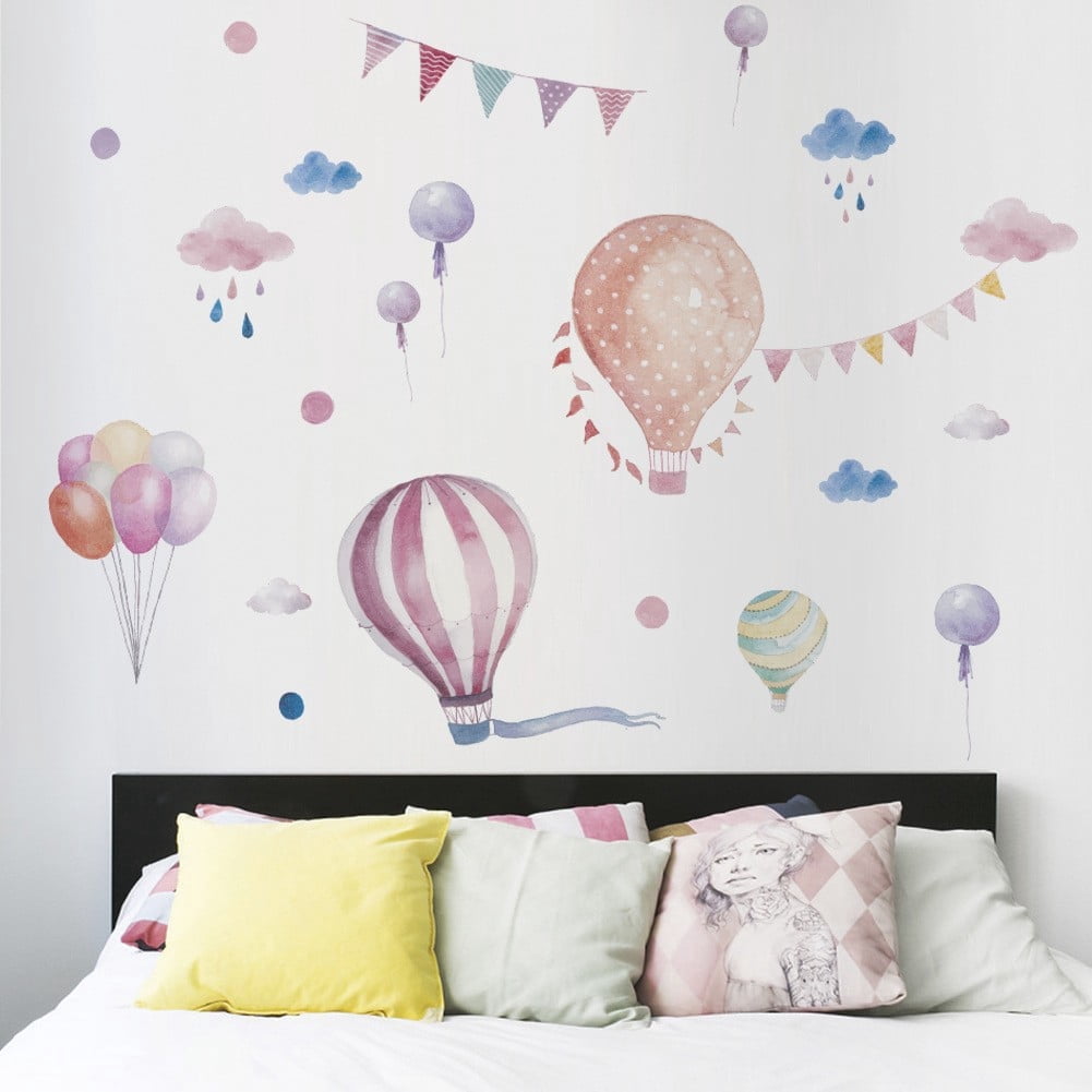 Kid’s Room Cartoon Hot Air Balloon Wall Sticker DIY Background Art ...
