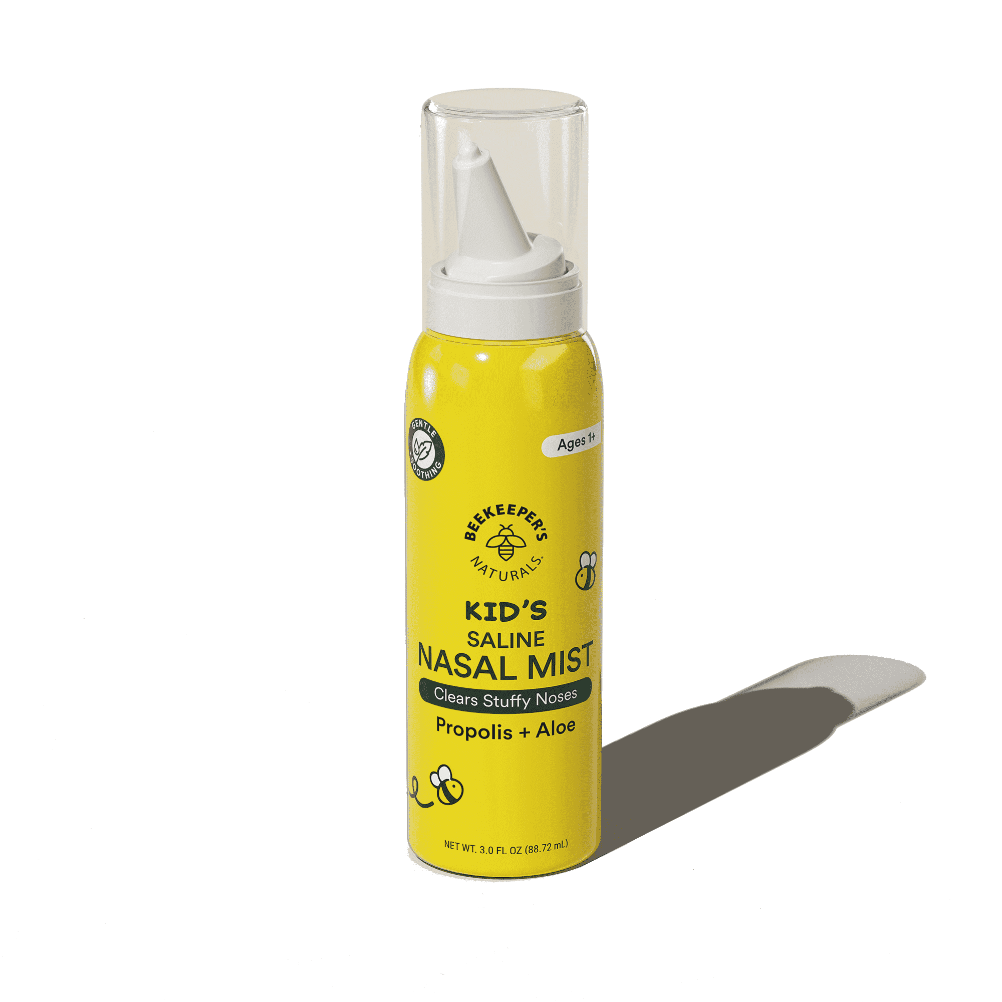 Kids' Saline Nasal Mist by Beekeeper's Naturals, Clears Stuff Noses, Nasal Spray for Kids 1+ w/ Saline, Aloe & Propolis, 3 fl oz