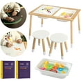 thumbnail image 1 of Special Supplies Wooden Sensory Activity Table for Kids and Toddlers with 2 Plastic Buckets, Easy Build Frame, 2 Stools, Toys and Markers Included, Hands-On Learning Water, Sand, and STEM Play, 1 of 10