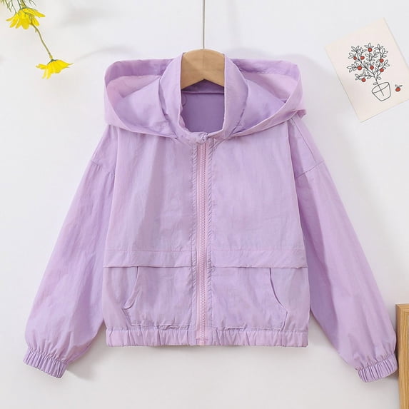 Kid's Sheer Rash Guards Hooded UV Protection Shirt Long Sleeve Jackets (Purple 3-4 Years)