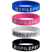 Kids SizeEPILEPSY Medical Alert ID Silicone Bracelet Wristbands 4 Pack