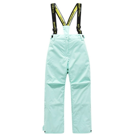Kid's Snowsuits Boys Ski Pants Children's Thick And Warm Winter Solid Color Boys And Girls' Pants Equipment Strap Pants Single/Double Board Skiing Clothes Sports Pants Green 11 Years