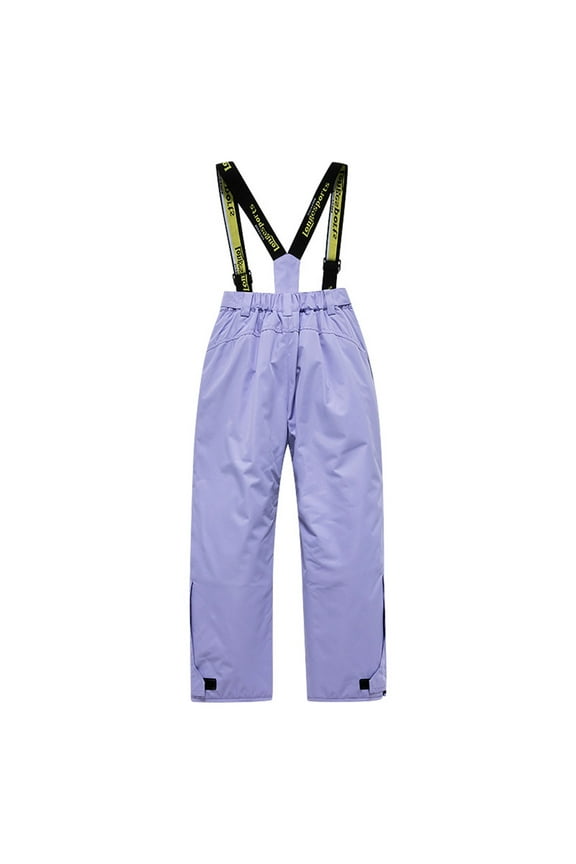 Kid's Snowsuits Boys Ski Pants Children's Thick And Warm Winter Solid Color Boys And Girls' Pants Equipment Strap Pants Single/Double Board Skiing Clothes Sports Pants Purple 4 Years
