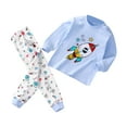 thumbnail image 1 of Kid's Soft Cartoon Long Sleeve Pajamas, Sky Blue, 1 of 1
