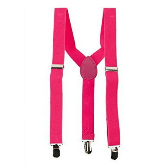 Kid's Solid Colored Suspenders - Hot Pink OSFM