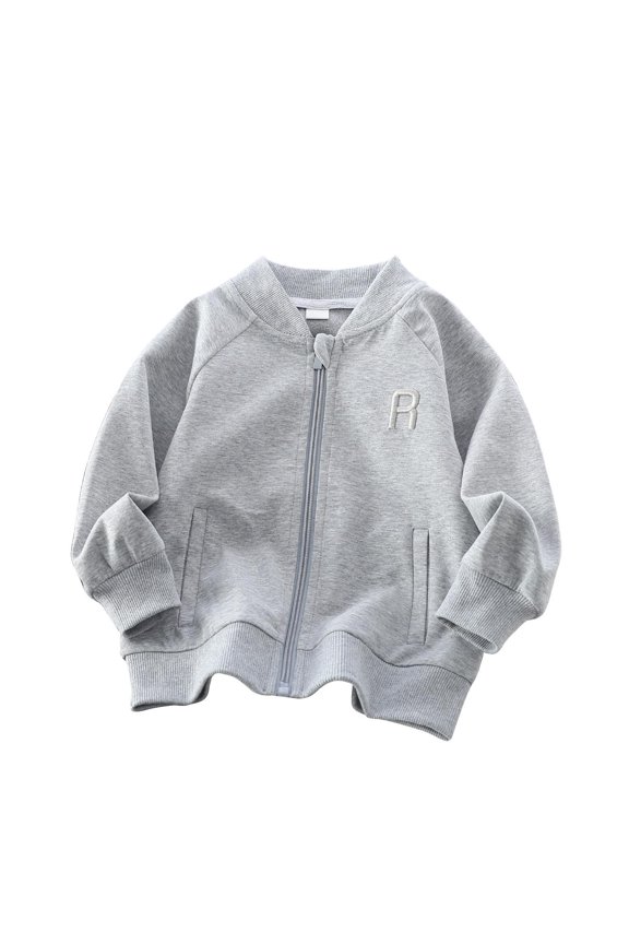 Kid's Sweatshirt Jackets Front Zipper Crew Neck Long Sleeve Cardigan Casual Loose Stylish Outwear With Pockets (9 Years, Gray)