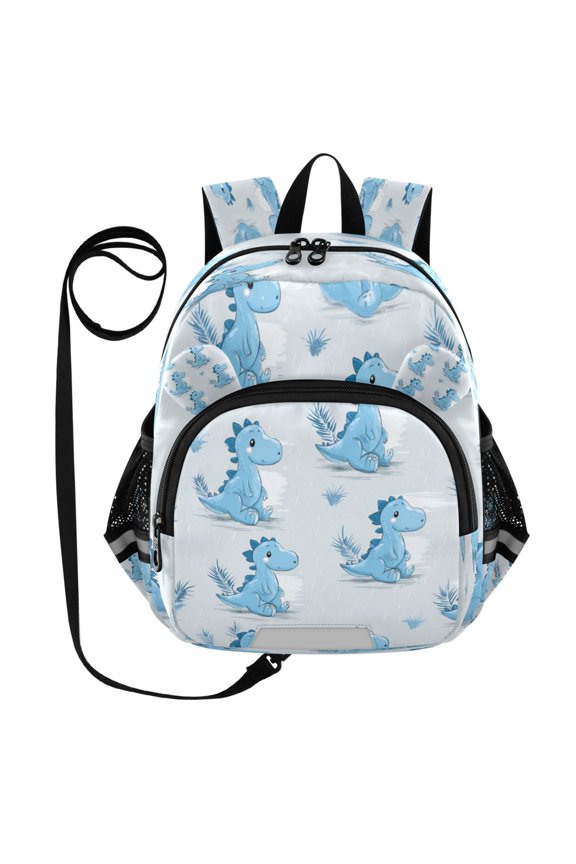 Kid's Toddler Backpack with Safety Leash Lightweight Bookbag with Reflective Strips Cartoon Blue Dinosaurs Small