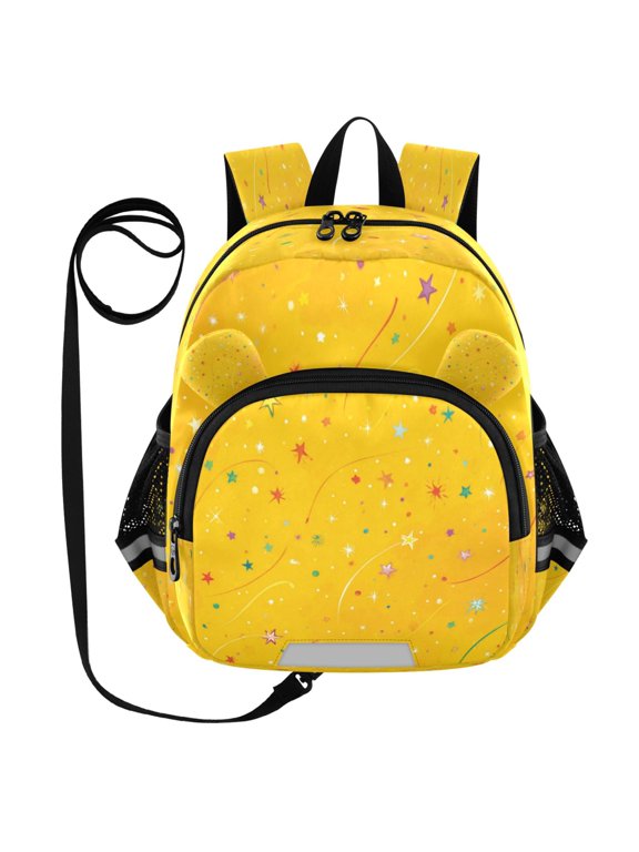 Kid's Toddler Backpack with Safety Leash Lightweight Bookbag with Reflective Strips Confetti and Stars Scattered Small