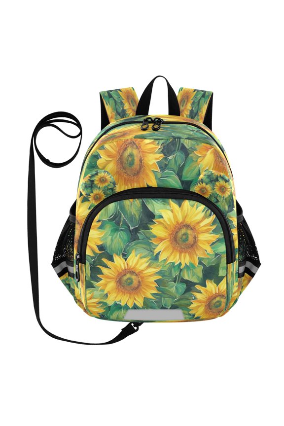 Kid's Toddler Backpack with Safety Leash Lightweight Bookbag with Reflective Strips Pattern Of Sunflowers Small