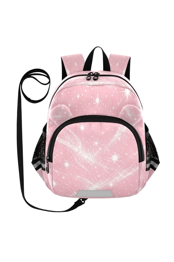 Kid's Toddler Backpack with Safety Leash Lightweight Bookbag with Reflective Strips Pink Flashing Pattern Small
