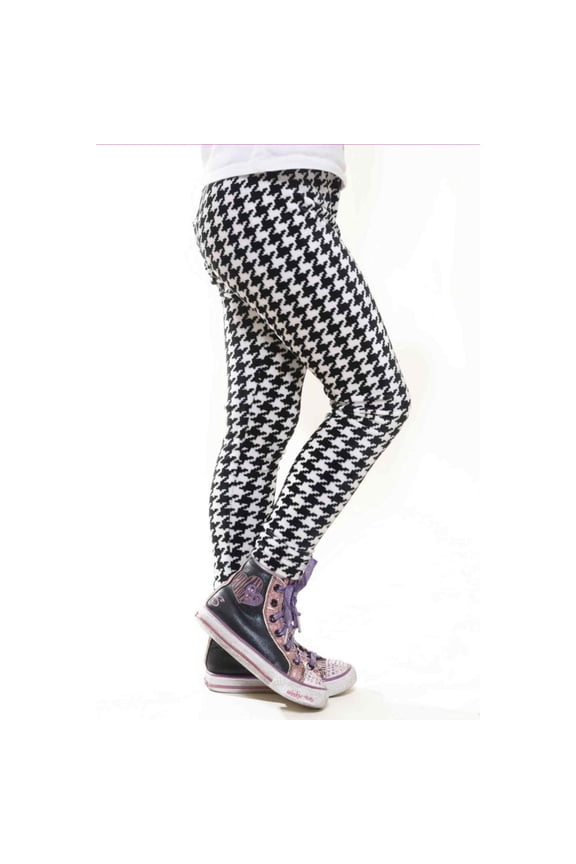 Kid's Velour Printed Leggings, Houndstooth Print, M, 1 Piece