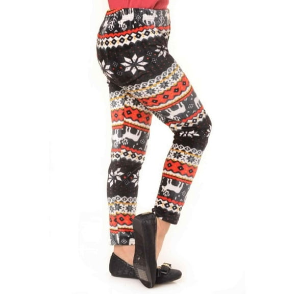 Kid's Velour Printed Leggings, Snowflake/Randeer, S, 1 Piece