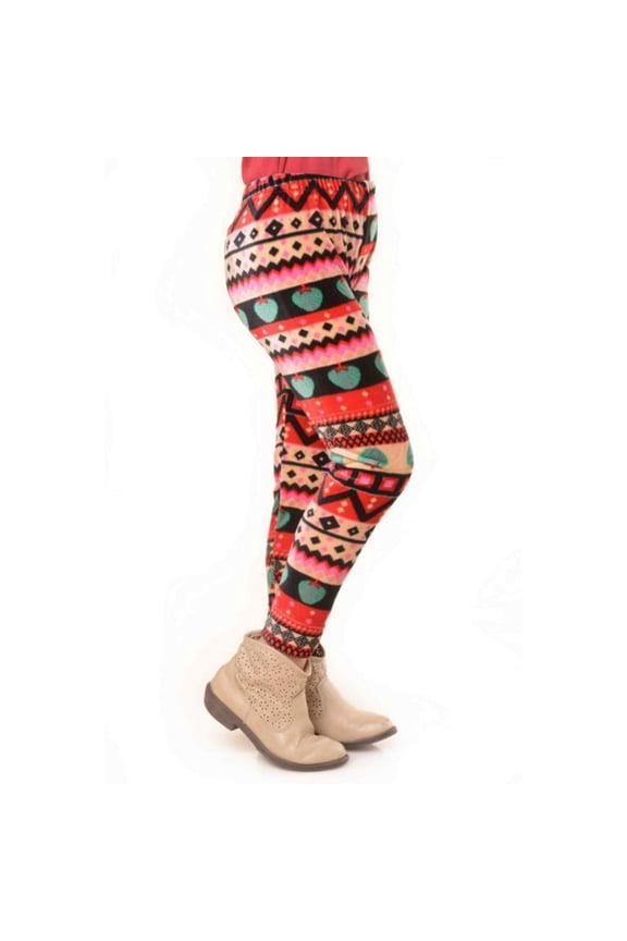 Kid's Velour Printed Leggings, Tribal Print/Pink/Peach, S, 1 Piece