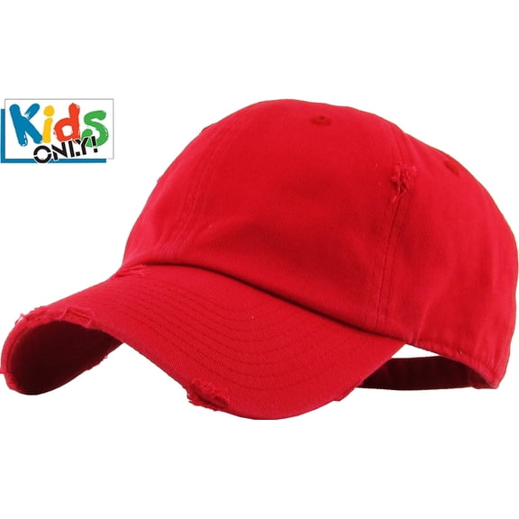 Kid's Vintage Distressed Dad Hat Junior Size Adjustable Baseball Cap