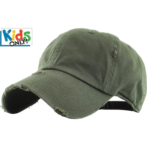 Kid's Vintage Distressed Dad Hat Junior Size Adjustable Baseball Cap