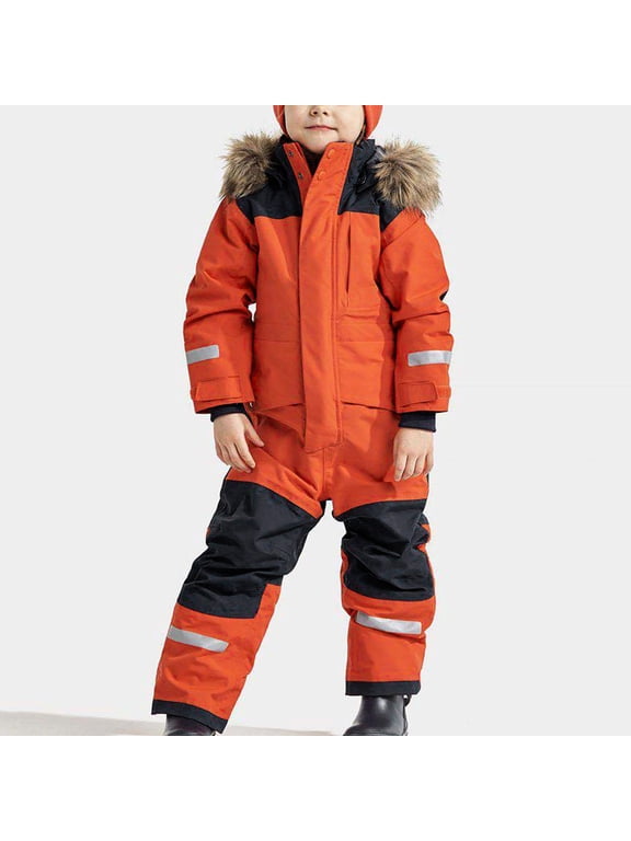 Kid's Winter Overalls Ski Suits Boy's and Girl's Waterproof Snowboard Jumpsuits One Piece Snowsuit Jackets Coats Red 9-10 Years
