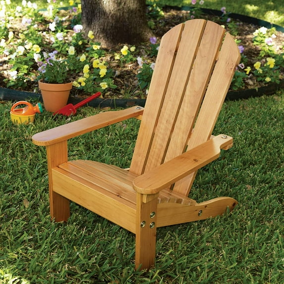 Kid's Wooden Adirondack Chair: Honey-Colored Outdoor Patio Furniture, Ideal Gift for Ages 3-8