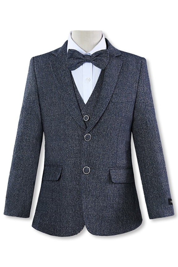 Boy's 5-Piece Linen Suit Set Color: blue Size: 10