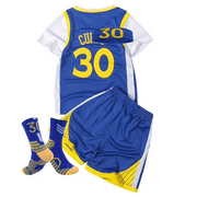 NOBRAND Kid's basketball jersey Set Number 30# Curry jersey for Youth Casual Sportswear 4-piece set.