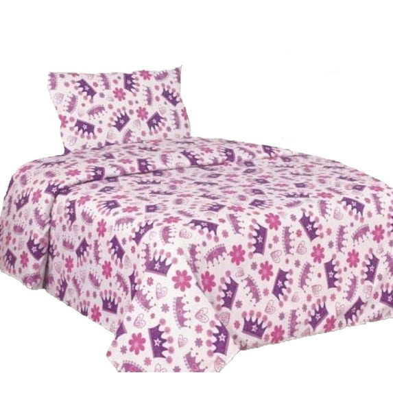 Kid's sheet set easy wash light weight super soft crown purple multi-color fade resistant for boys for girls TWIN size