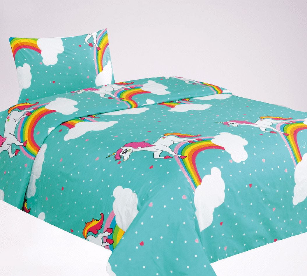 Kid's sheet set easy wash light weight super soft unicorn 4 blue multi
