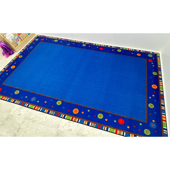 KidCarpet.com ABC Dots School Rug 6' x 8'6" Rectangle Rug for Classroom Home Learning or Kids Room Carpet Educational Learning Rug for School | Rug for Kids and Children Bedrooms & Playroom
