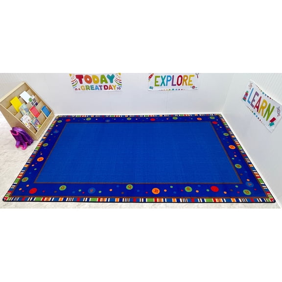 KidCarpet.com ABC Dots School Rug 7'6" x 12' Rectangle Rug for Classroom Home Learning or Kids Room Carpet Educational Learning Rug for School | Rug for Kids and Children Bedrooms & Playroom