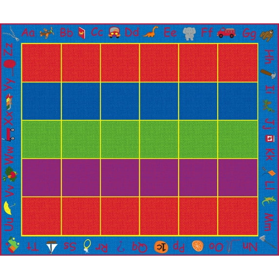 Small School Rug KidCarpet.com ABC Rainbow Seating Classroom Rug with 30 Seats 10' x 12 ...