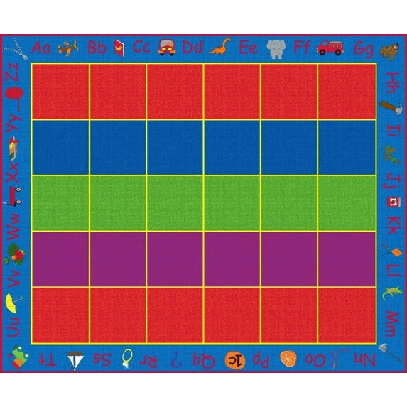 KidCarpet.com ABC Rainbow Seating Classroom Rug with 30 Seats 10' x 12' Rectangle – Kids Educational Learning Rug for Preschool, Kindergarten, and Elementary School