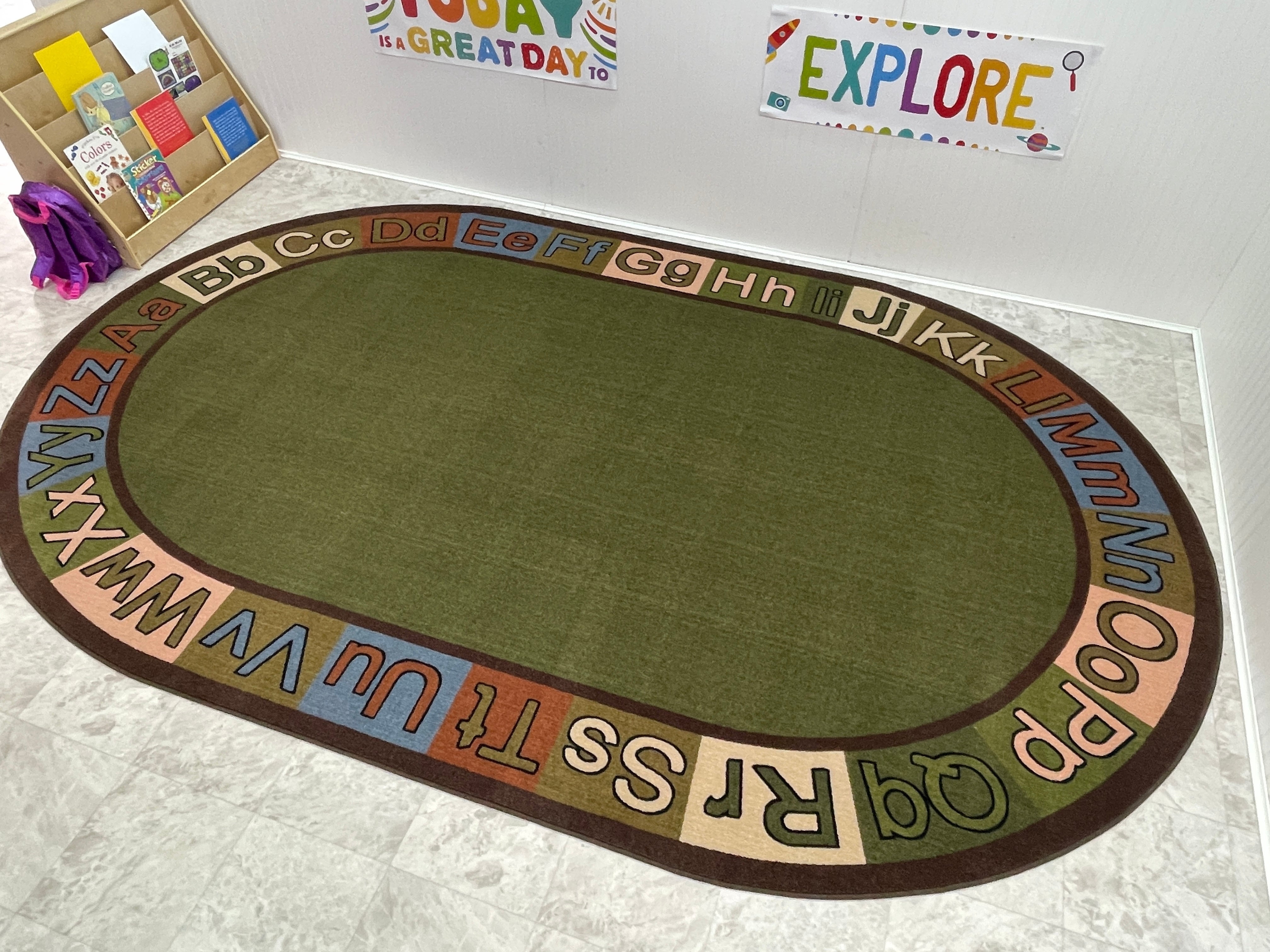 KidCarpet.com Alpha Circle Time ABC Rug with Earth Tone Colors 7'6